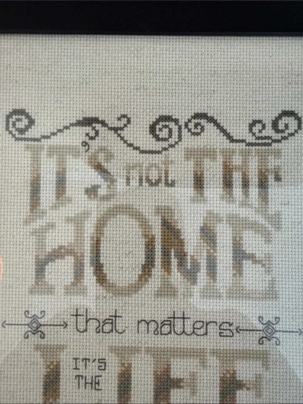 Vintage Handmade Cross-Stitch Cottagecore Home Art.